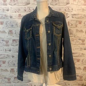 Ashley Stewart embellished denim jacket